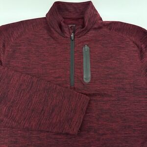 Ben Hogan Mens XL Performance 1/4 Zip Golf Pullover Red Wine Heather Lng‎ Sleeve